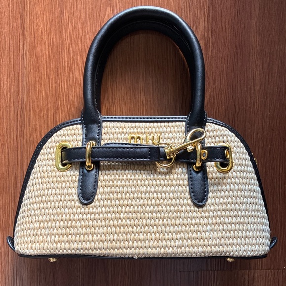 Miu Miu Raffia Woven Mini Handbag - Picture 1 of 6